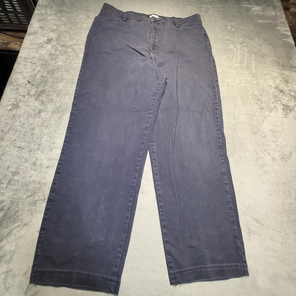 Lee Pants Womens 18 Blue Chino Twill Straight Leg Stretch Pockets Zip Flat Front